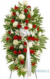 Red and White Standing Spray Funeral Spray