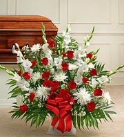 Red and White Sympathy Arrangement 