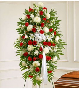 Red and White Sympathy Standing Spray 