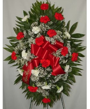 Red and White Traditional Standing Sympathy Spray