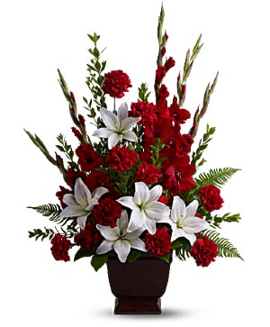 Red and White Tribute Bouquet sympathy