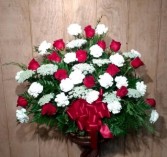 Red And White Tribute Arrangement 
