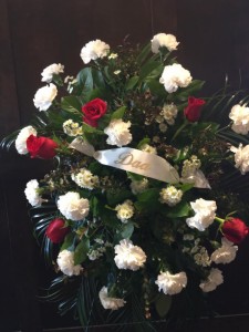 Red and White Tribute  Sympathy Spray