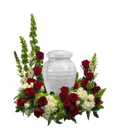 Red and White Urn Arrangement Urn Arrangement