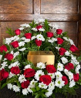 Red and White Urn Wreath 