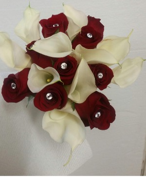 red and white wedding  