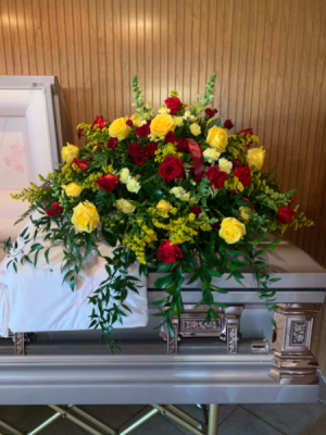 Red and yellow roses  Casket piece 