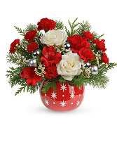 Red Ball Snowflake Vase arrangement