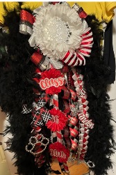 RED, BLACK, WHITE AND SILVER  EXTRA LARGE MUM
