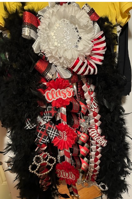 RED, BLACK, WHITE AND SILVER  EXTRA LARGE MUM
