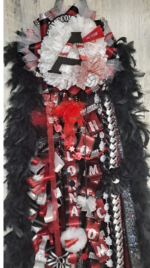 RED, BLACK, WHITE AND SILVER LARGE MUM