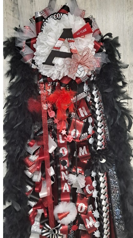 RED, BLACK, WHITE AND SILVER LARGE MUM