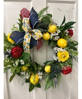 Red, blue and lemon wreath Wreath/ Silk