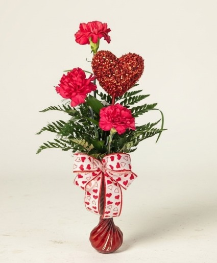 Red Carnation Bud Vase 