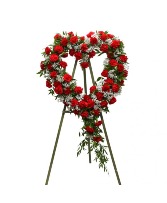 Red Carnation Heart Heart Standing Spray