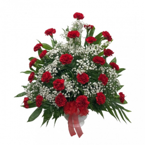 Red Pedestal Carnation urn 