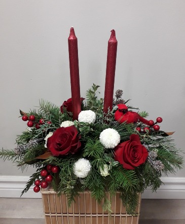 Red Christmas Centerpiece Flower Arrangement in Owen Sound, ON | BLOEMERS FLOWERS & PLANTS