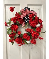 Red geranium wreath  