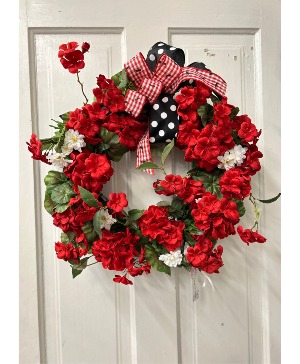 Red geranium wreath  