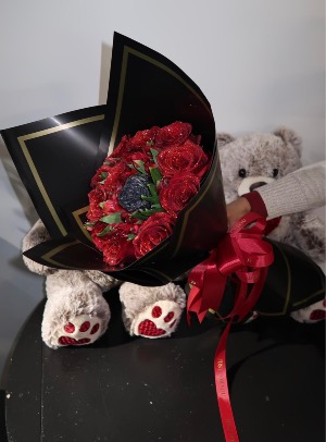 Red Glitz Black Rose Luxury Glittered Red and Black Roses