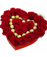Red Heart Box Roses with Candies Pave Arrangement