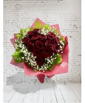 Red Heart Rose Bouquet  No Vase 