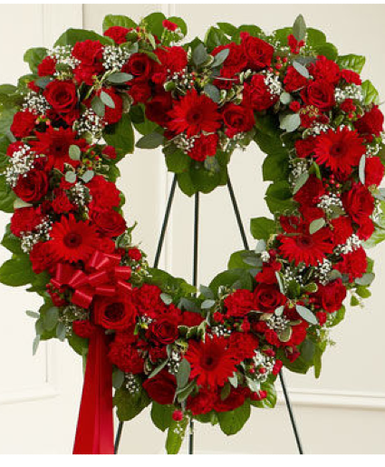 Red Heart Wreath Flowers 