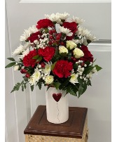 Red Hot Love Arrangement in a ceramic container