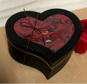 Red Hot Rose Heart Heart box rose arrangement