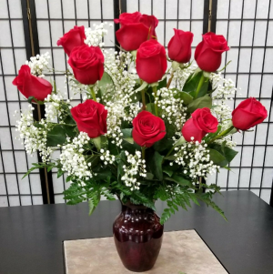 Roses and Babies Breath Wedding Bouquet in Indianapolis, IN - SHADELAND  FLOWER SHOP