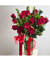 Red Lips- Two Dozen Red Roses Red Rose Vase arrangment EMY