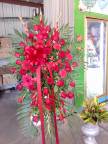 Red magnificent stand Funeral Flowers
