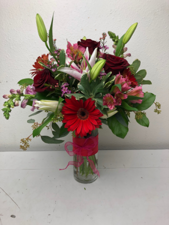 Reliable Rubies Vase Arrangement