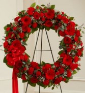 RED MIXED STANDING WREATH 