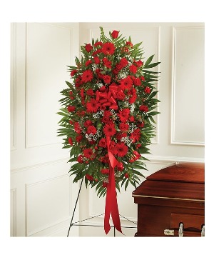 Red Mixed Sympathy Standing Spray 