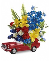 Red Mustang Convertible Arrangement Sympathy