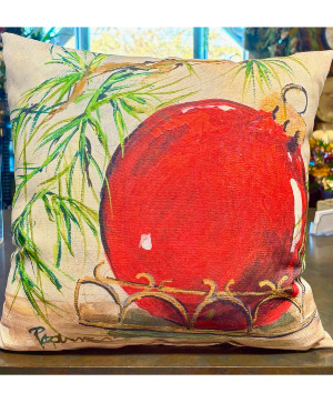 Red Ornament Christmas Pilllow Powell Florist Gift Item