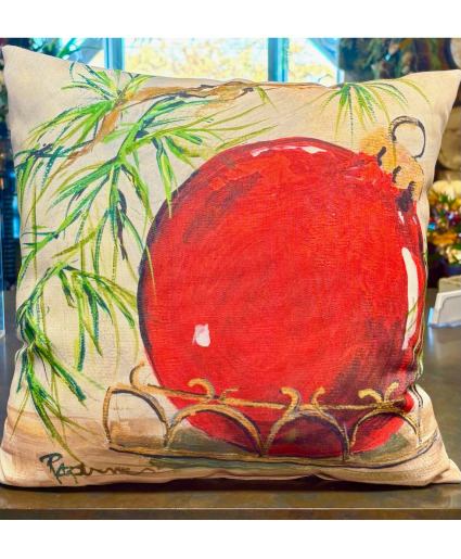 Red Ornament Christmas Pilllow Powell Florist Gift Item