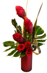 RED PASSION ELEGANT MIXTURE OF TROPICAL FLOWERS