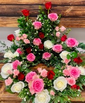 Red, Pink, and White Rose Cremation Wreath 