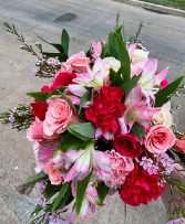 Red, Pink Hand Held Bouquet