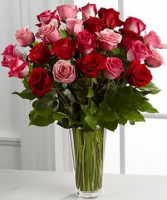 Red & Pink Roses Rose Arrangment