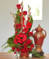 Red Remembrance Cremation Flowers  (urn not included) 