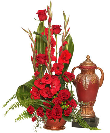 Red Remembrance Cremation Flowers  (urn not included)  in Paris, ON | Upsy Daisy Floral Studio