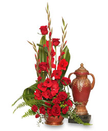 Red Remembrance  Cremation Flowers  (urn not included) 