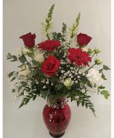 Red Romance  Mixed Flower Vase 