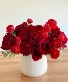 Red Romance Red roses in white glass vase 