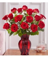 Red Rose 18 in Red Vase 