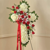 RED ROSE AND LILY STANDING CROSS