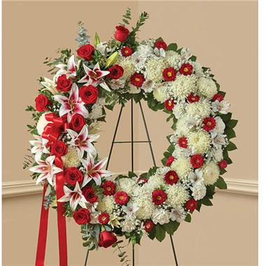 Red Rose And Lily Standing Wreath 